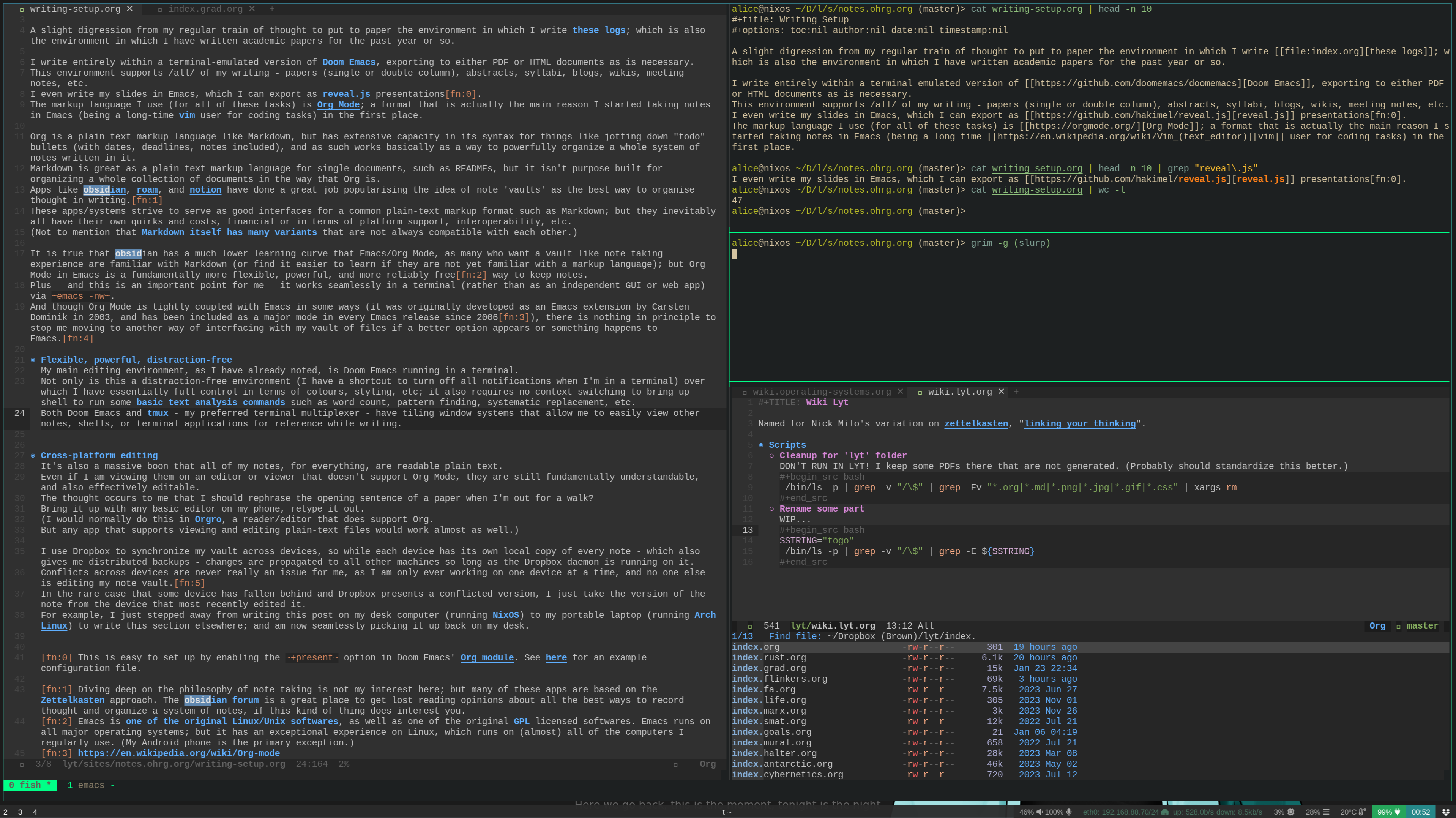 A terminal multiplex screenshot